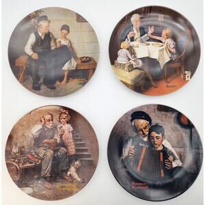 Set of 4 Norman Rockwell Collector Plates Knowles Ltd Ed True Classics w/ Cert